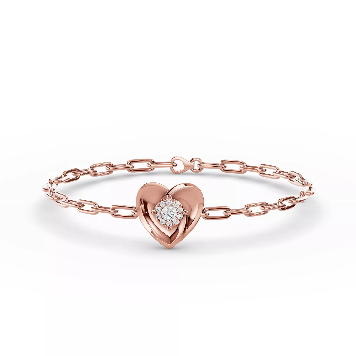 Heart Detail Design 14K Rose Gold Engagement Ring