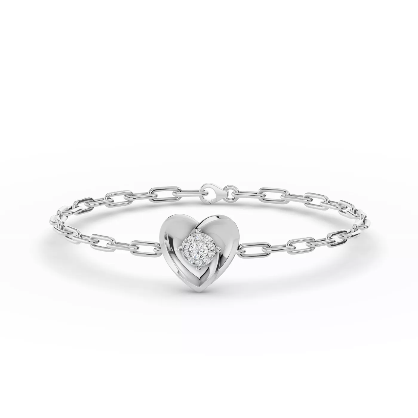 Heart Detail Design 14K White Gold Engagement Ring