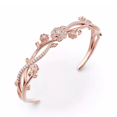 Camelia Floral Lab Diamond Bangle
