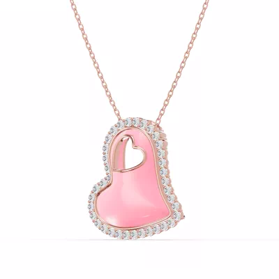 Cherish Pink Pavé Heart Necklace