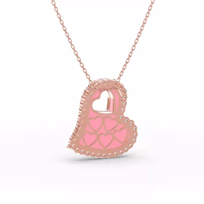 Cherish Pink Pavé Heart Necklace