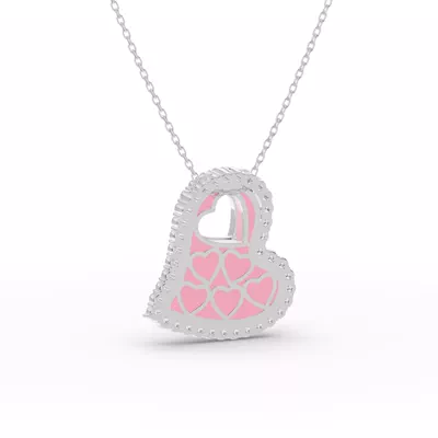 Cherish Pink Lab Pavé Heart Necklace