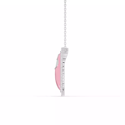 Cherish Pink Lab Pavé Heart Necklace