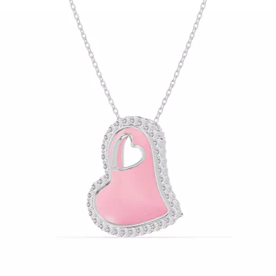 Cherish Pink Lab Pavé Heart Necklace