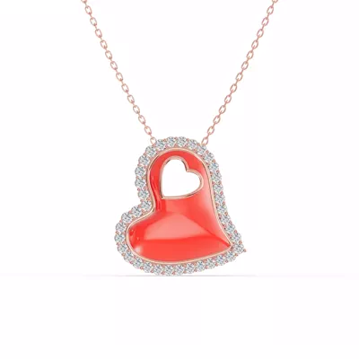 Cherish Red Pavé Heart Necklace