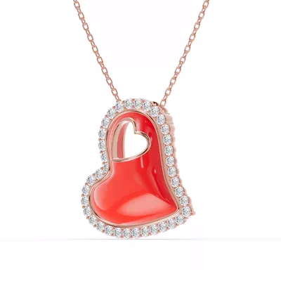 Cherish Red Pavé Heart Necklace