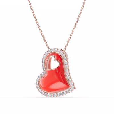 Cherish Red Lab Pavé Heart Necklace