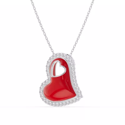 Cherish Red Pavé Heart Necklace