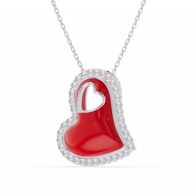 Cherish Red Pavé Heart Necklace