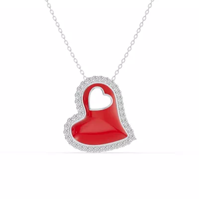 Cherish Red Lab Pavé Heart Necklace
