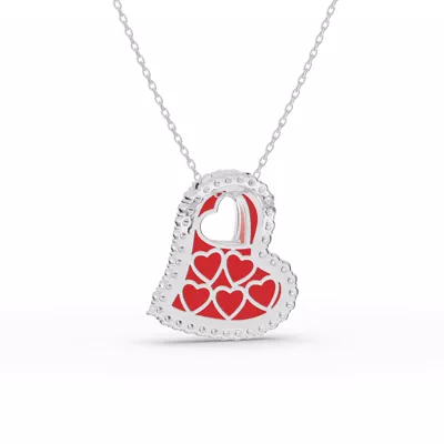 Cherish Red Lab Pavé Heart Necklace