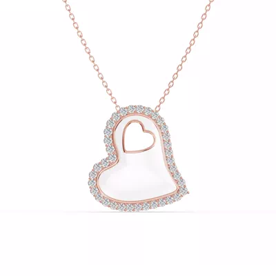 Cherish White Pavé Heart Necklace