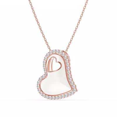 Cherish White Pavé Heart Necklace