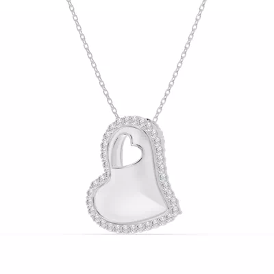 Cherish White Lab Pavé Heart Necklace