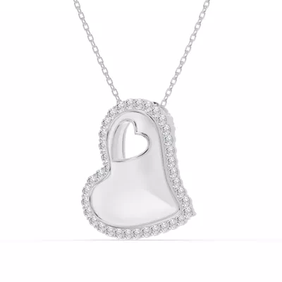 Cherish White Lab Pavé Heart Necklace