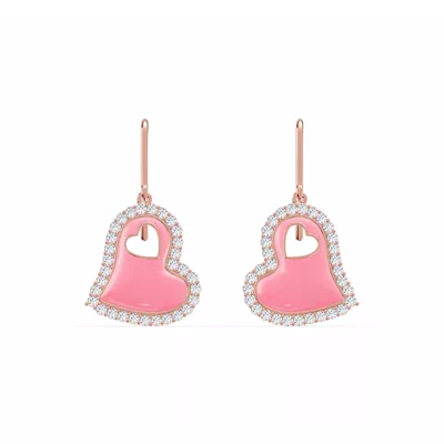 Cherish Pink Lab Pavé Heart Earrings