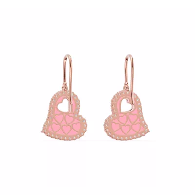 Cherish Pink Lab Pavé Heart Earrings
