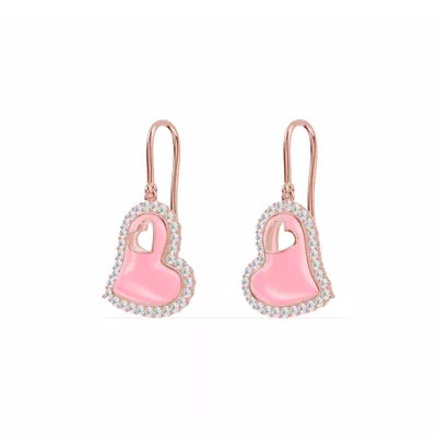 Cherish Pink Lab Pavé Heart Earrings