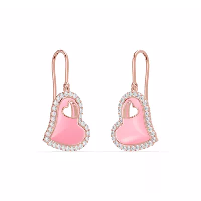 Cherish Pink Lab Pavé Heart Earrings