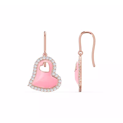 Cherish Pink Lab Pavé Heart Earrings