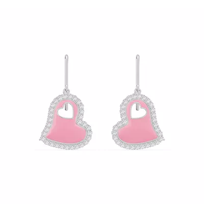 Cherish Pink Pavé Heart Earrings