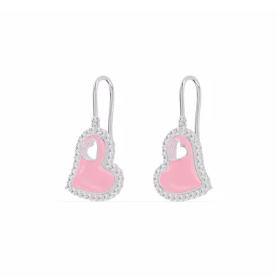 Cherish Pink Pavé Heart Earrings