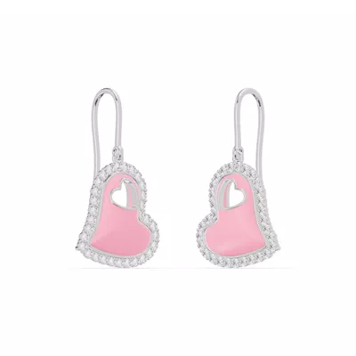 Cherish Pink Pavé Heart Earrings