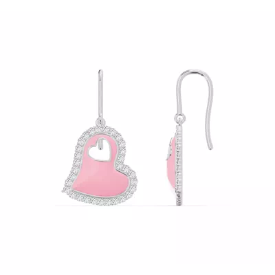 Cherish Pink Pavé Heart Earrings