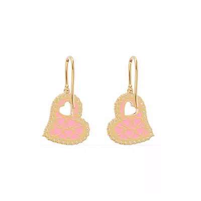 Cherish Pink Lab Pavé Heart Earrings