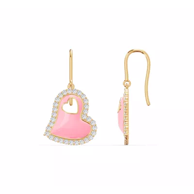 Cherish Pink Pavé Heart Earrings