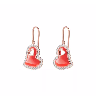 Cherish Red Lab Pavé Heart Earrings