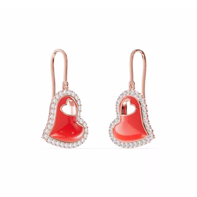 Cherish Red Pavé Heart Earrings