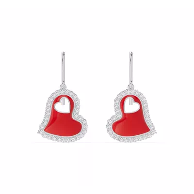 Cherish Red Pavé Heart Earrings