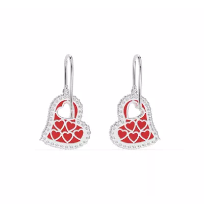 Cherish Red Pavé Heart Earrings