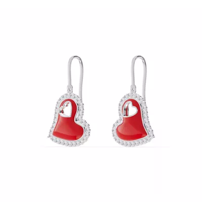 Cherish Red Pavé Heart Earrings
