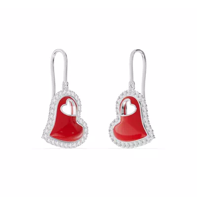 Cherish Red Pavé Heart Earrings