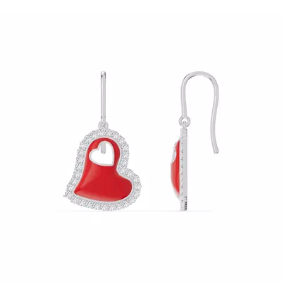 Cherish Red Pavé Heart Earrings