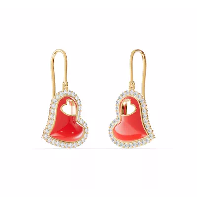 Cherish Red Lab Pavé Heart Earrings