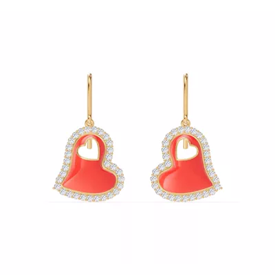 Cherish Red Pavé Heart Earrings