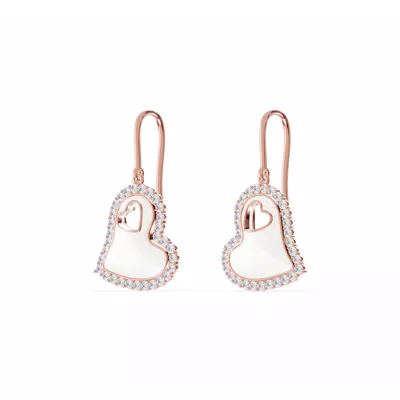 Cherish White Lab Pavé Heart Earrings
