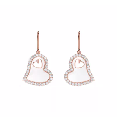 Cherish White Pavé Heart Earrings