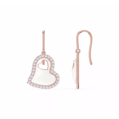 Cherish White Pavé Heart Earrings