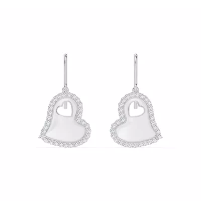Cherish White Lab Pavé Heart Earrings