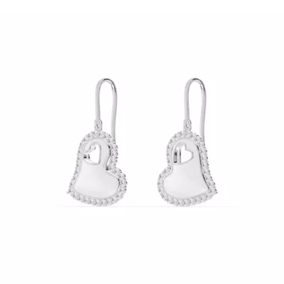 Cherish White Lab Pavé Heart Earrings