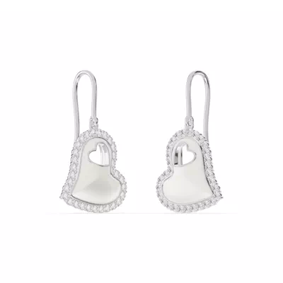 Cherish White Lab Pavé Heart Earrings