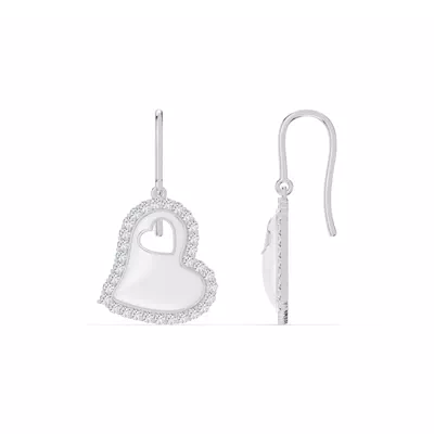 Cherish White Pavé Heart Earrings