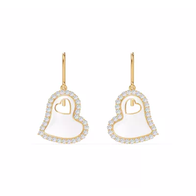Cherish White Lab Pavé Heart Earrings