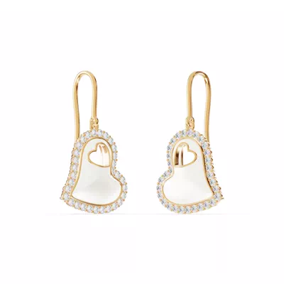 Cherish White Lab Pavé Heart Earrings
