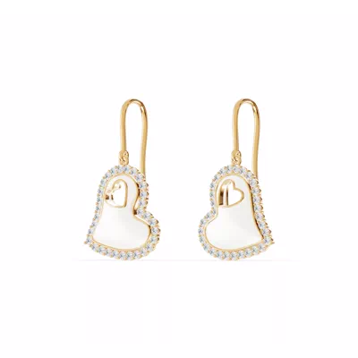 Cherish White Pavé Heart Earrings