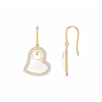 Cherish White Pavé Heart Earrings